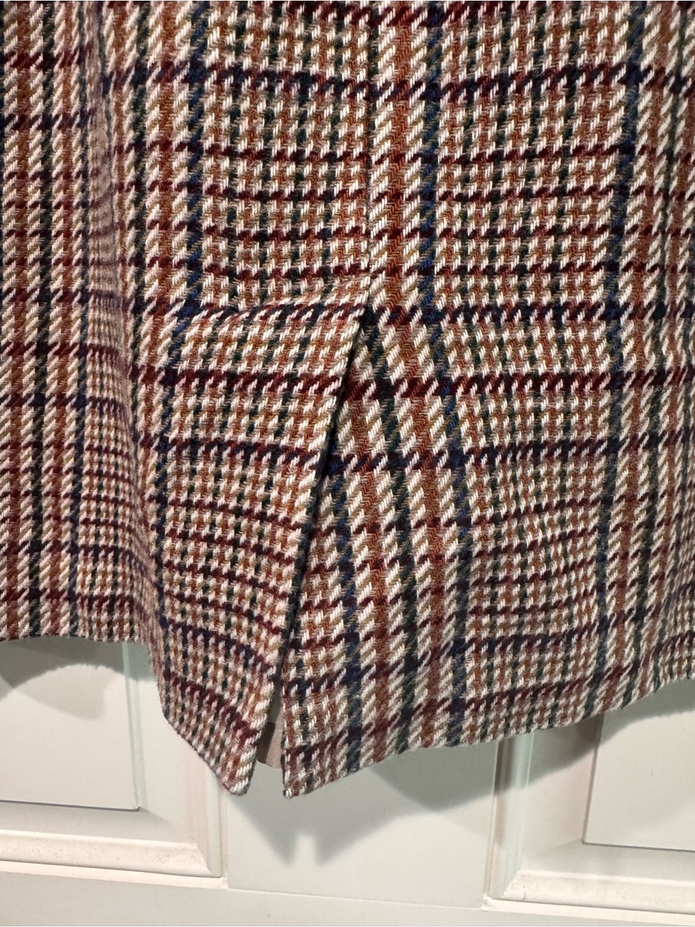 Classic Plaid Pencil Skirt in Brown Check wool fall style Hugo Buscati USA made - Picture 5 of 8